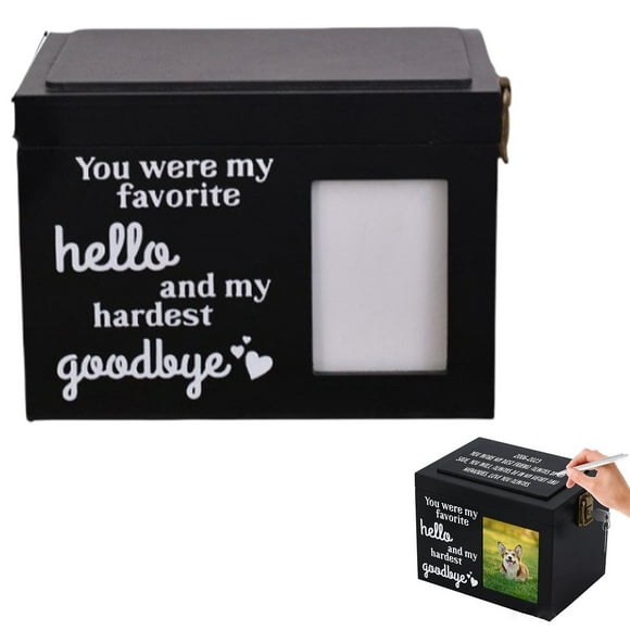 WHEANG Elegant Wooden Pet Memorial With Photo Frame Keepsake Box For Dog Cat Engraved Personalized Pet Loss