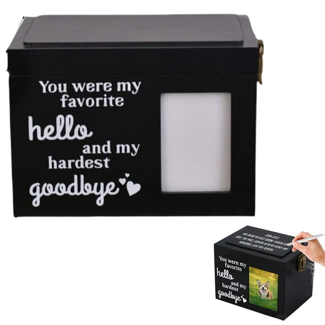 Elegant Wooden Pet Memorial With Photo Frame Keepsake Box For Dog Cat Engraved Personalized Pet Loss storage baskets for home