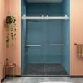 thumbnail image 1 of TOBILI Frameless Double Sliding Shower Door, 69"-72" W, 79" H, Clear Tempered Glass,Brushed Chrome, 1 of 8