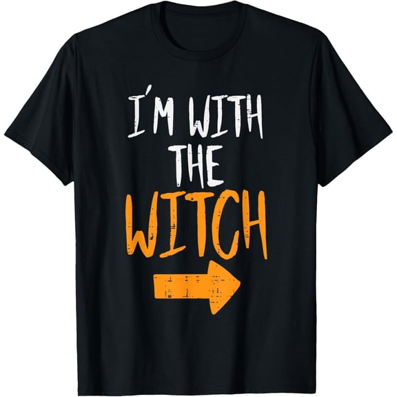 Im With The Witch Funny Halloween Matching Couple Him Men T-ShirtMen and women, Black T-shirt, size: Extra large