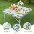 thumbnail image 4 of Yellow Lemon Fruit Flowers BlueWhite Pattern Square Fitted Tablecloth with Elastic Edge,Square Table Cover,Washable Elastic Table Cover for Home Kitchen Party Decor 36"x36", 4 of 6