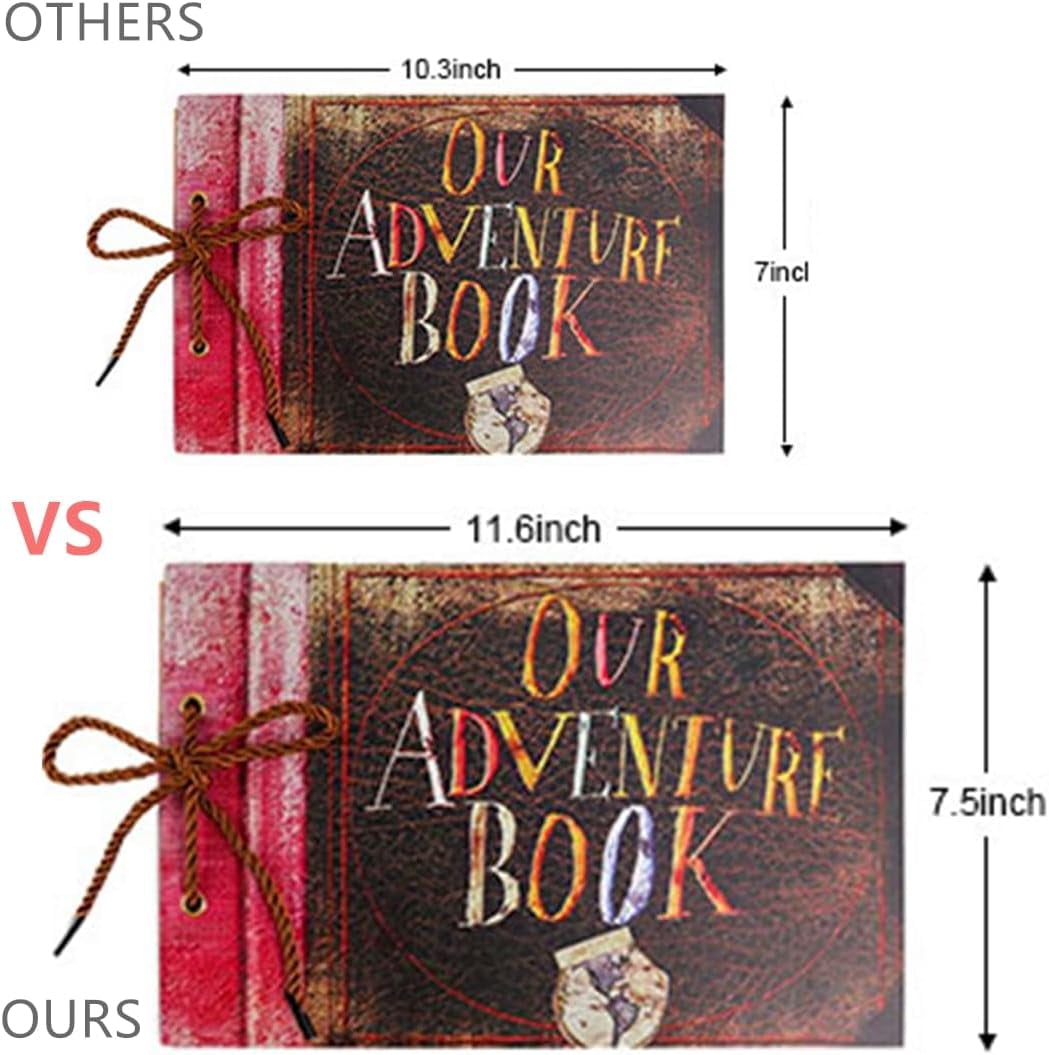 Adventure Book Travel Diary & Scrapbook - Retro-Style Photo Album, Vintage Guestbook for DIY Memories, Anniversary, Wedding, Baby, Travel, or Valentine's Day Gift