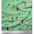 thumbnail image 1 of Soimoi Green Modal Satin Fabric Human Group Print Fabric by Yard 42 Inch Wide, 1 of 3