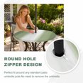 thumbnail image 5 of Round Outdoor Tablecloth with Umbrella Hole and Zipper, Sage Green Striped Fitted Table Cover with Elastic Edge for 45-54 Inch, Green White Ombre Farmhouse Gradient Waterproof Patio Tablecoths, 5 of 9