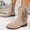🔥 Beige, variant on Ladies Boots Womens Boot Women Warm and Versatile Plus Size Winter Fashion Tassel Side Zipper Thick Heel Midsole Boots