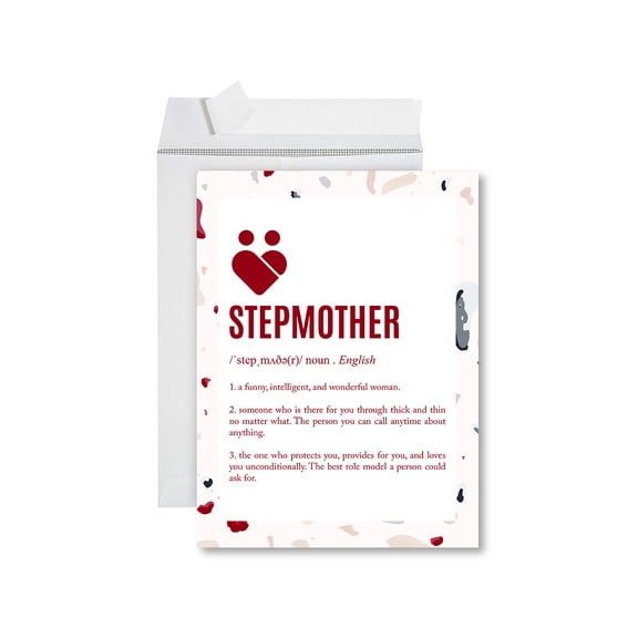 Koyal Wholesale Funny Mother's Day Jumbo Card With Envelope, Stepmother Definition, Set of 1