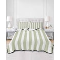 thumbnail image 2 of Quilts Twin Size Bedding Set, Sage Green Striped Lightweight Quilted Comforter, Modern Farmhouse Sage Green White Stripes Soft Bedspread Coverlet with Pillow Covers for All Season, 68" x 86", 2 of 7