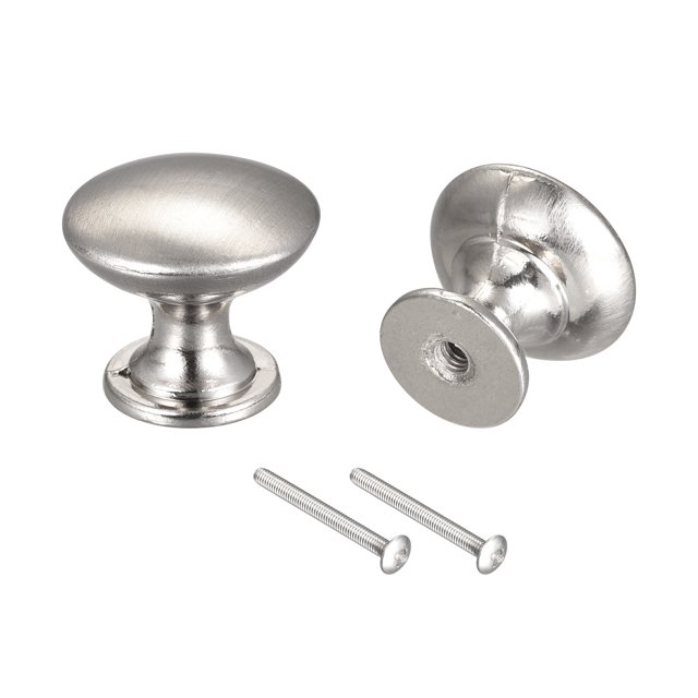 Caj?n Perillas, 2uds 24mm(0,94") Redondas Tirador Manijas Zinc Aleaci?n Cepillado Plata Unique Bargains perillas para gabinetes y muebles