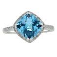thumbnail image 5 of Dazzlingrock Collection 14K Cushion Cut Blue Topaz & Round Cut White Diamond Bridal Halo Engagement Ring, White Gold, Size 4, 5 of 8