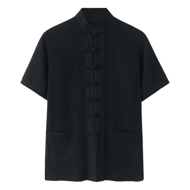 Men's and Women's Loose Imitation Linen Classical - Style Short - Sleeve Shirt