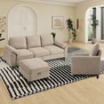 thumbnail image 4 of Pingliang Home Living Room Sectional Sofa with Storage Ottoman and Accent Chair,Single Chair Armchair and 3 Seat L Shaped Couch with Side Pockets for Home Apartment Office Studio, 4 of 9