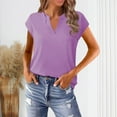 thumbnail image 2 of ZyeKqe Womens Cap Sleeve Shirts Casual V Neck Top Solid Color T Shirts Loose Fitting Tees Top Blouses, 2 of 6