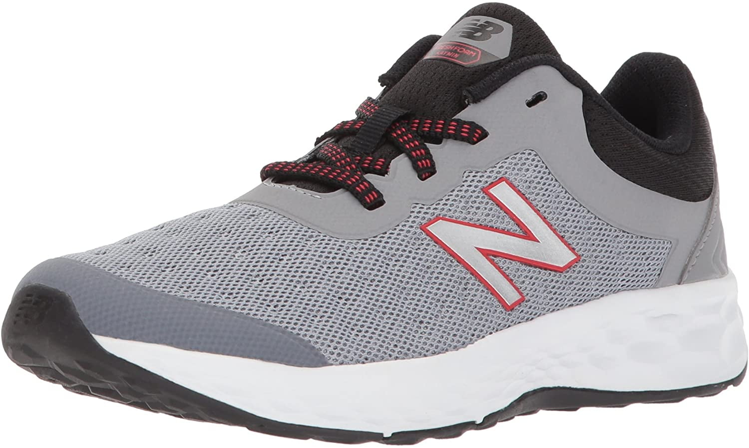 new balance boys' kaymin v1 running shoe, steel/black