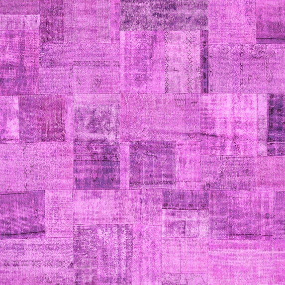 Ahgly Company Indoor Square Patchwork Pink Transitional Area Rugs, 6' Square