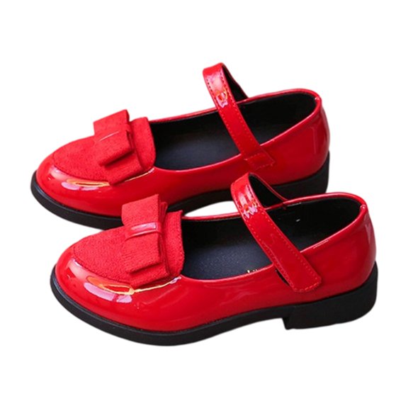 Otqutp Mary Jane Shoes for Girls Bow School Dress Flats Non-Slip School Shoes Toddler Princess Leather Shoes for Kids