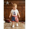 thumbnail image 3 of BemeyourBBs Newborn Baby Boy My First 4th of July Outfit Baby Memorial Day Independent Day Outfit Short Sleeve Patriot Flag in Truck Letter Print Romper Star Stripe Shorts Set Baby Boy Summer Clothes, 3 of 9
