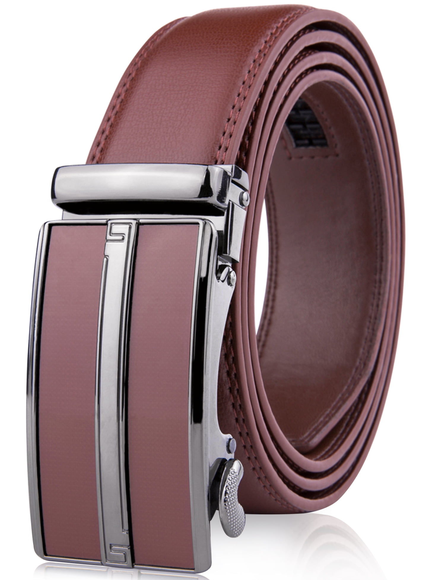 Men's Dress Belt Microfiber Leather Automatic Buckle Ratchet Belt 