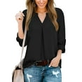 thumbnail image 5 of Fantaslook Womens Blouses 3/4 Sleeve V Neck Work Shirts Dressy Tops Chiffon Office Wear, 5 of 9