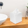 thumbnail image 4 of Monarch Abode Tissue Box Cover, Hand Hammered, Metal, Square Tissue Box Holder, White, 4 of 6