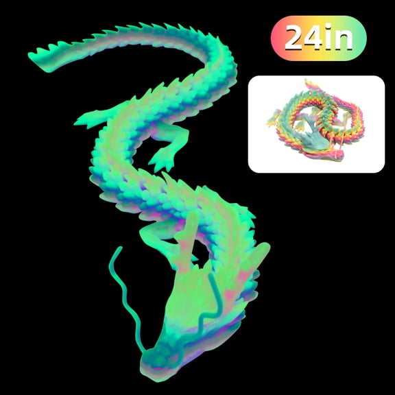 3D Printed Dragon Glow in The Dark, 24 Inch 3D Dragon Fidget Toys for Autism/ADHD, Articulated Dragon for Home Office Car Desk Decor Toys, Easter Gifts