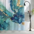 thumbnail image 2 of Ombre Turquoise Marble Shower Curtain Set, Waterproof Shower Curtains for Bathroom, Modern Minimalist Art Gradient Washable Fabric Cloth Bath Curtain for Bathtub Decoration with Hooks 54x78 Inches, 2 of 9
