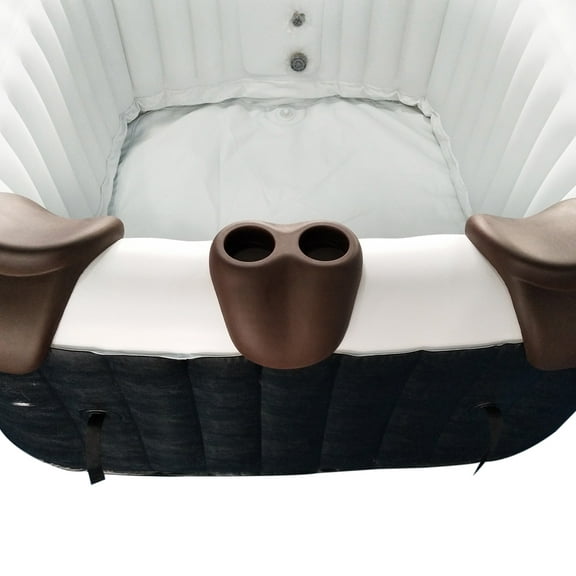 ALEKO Removable 3-Piece Headrest and Drink Holder Set for Inflatable Hot Tub Spa - Brown