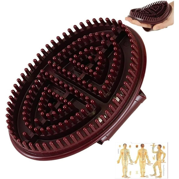 Meridian Brush Massage Brush, Beauty Body Care Massage Brushes,Handheld Professional Flexible Bristles, Full Body Relaxation Body Care with Essential Oils and Acupuncture Point Chart (1Set)