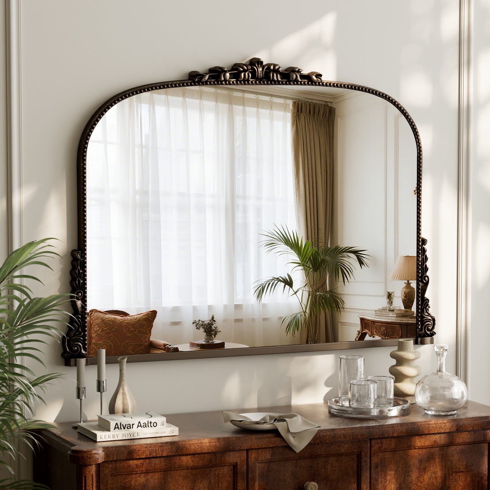 SHATTERVIEW 44"x 32" Bathroom Mirror Vintage Wall Mirror Arched Vanity Mirror Vintage Home Decor, Antique Bronze
