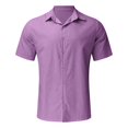 thumbnail image 4 of XDZJLR Mens Shirts Summer Hawaii Solid Short Sleeve Double Pocket Turn Down Button Tops, 4 of 5