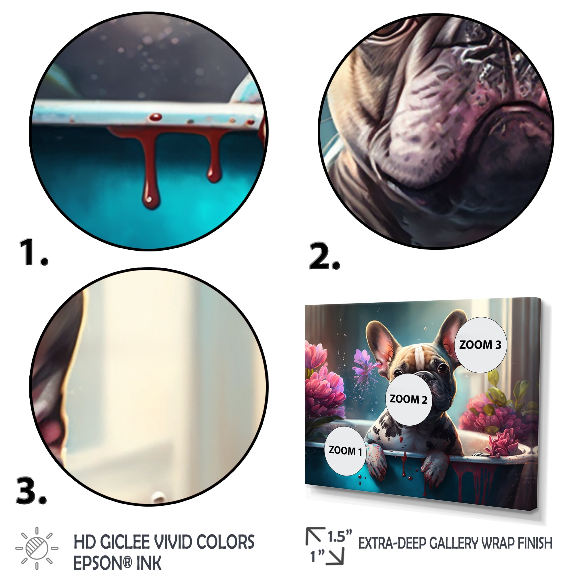 Designart Sad Bulldog Sitting In The Tub Canvas Wall Art