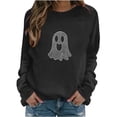 thumbnail image 2 of Jovrlynd Womens Halloween Sweatshirts Long Sleeve Crewneck Rhinestone Ghost Graphic Casual Fall Holiday Pullover Tops, S-2XL, 2 of 5