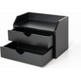 thumbnail image 6 of Black Wood Desk Organizer with 2 Drawer, Mini Cute Cabinet with Storage Shelf for Tabletop, Small Desktop Box Organizer for Cosmetic Office Supplies, 6 of 15