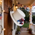 thumbnail image 5 of Sombrero de fiesta patriótico con bandera de estrella de cinco puntas, guirnaldas estilo sombrero Lincoln y decoraciones florales para las celebraciones del Día de la Independencia., 5 of 5