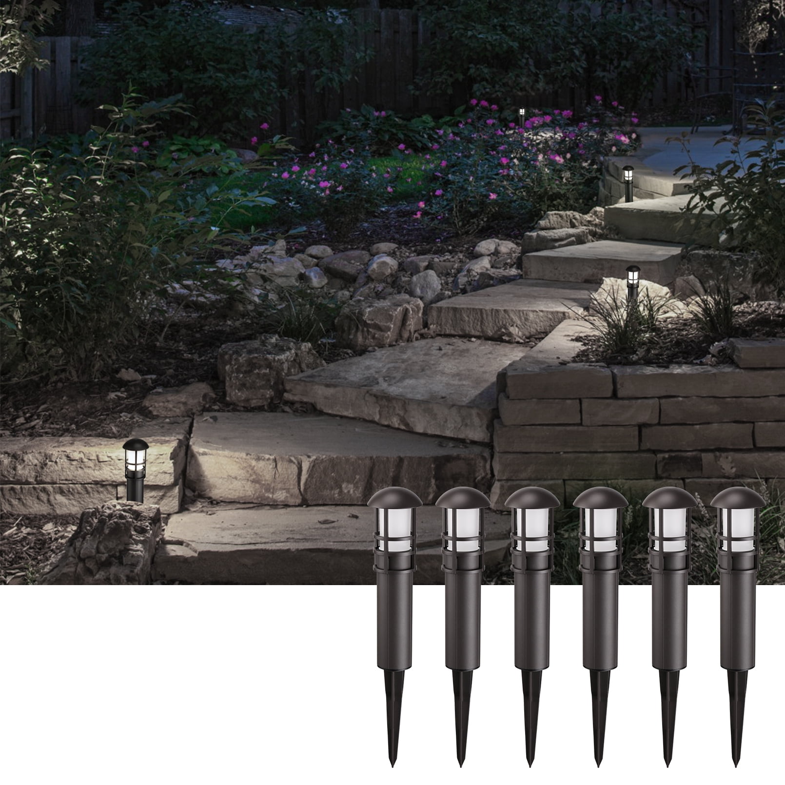 Details about   Low Voltage Path Lights 6 Pack Outdoor Landscaping Light Garden Waterproof LED