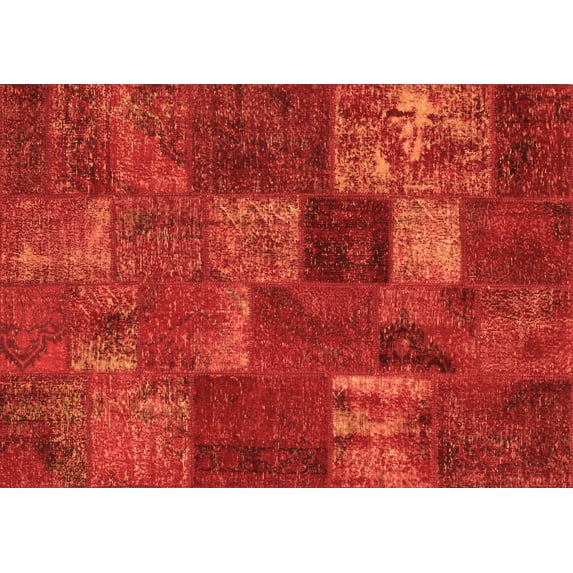 Ahgly Company Indoor Rectangle Patchwork Orange Transitional Area Rugs, 7' x 10'