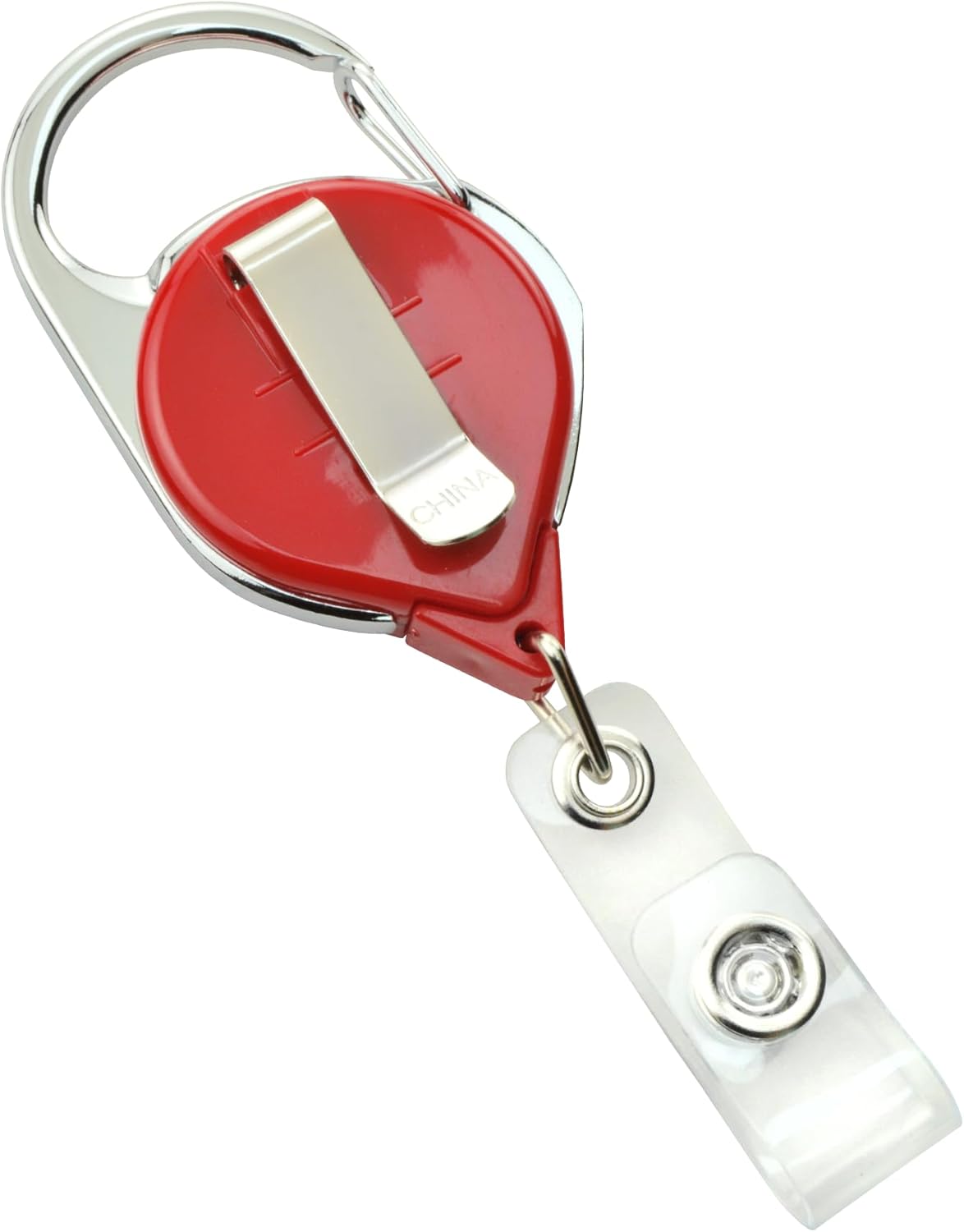 25 Pack - Premium No Twist Badge Reels with Carabiner Clip & Belt Clip and Extra Long Reach - Cute Solid Color Retractable Badge Holder for Nurse, Office Employee by Specialist ID (Red)