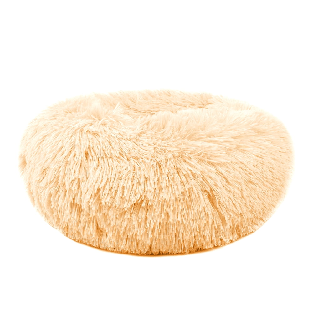 Round Plush Pet Bed for Dogs & Cats,Fluffy Soft Warm Calming Dog Bed Sleeping Kennel Nest,39.4 x 39.4 x 8"