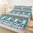 thumbnail image 3 of jejeloiu Vintage Aztec Geometric Twin Sheet Sets,Rustic Bull Skull Twin Fitted Sheet,Ancient Dreamcatcher Flat Sheet For Adult,Breathable Home Decor,3 Pieces, 3 of 7