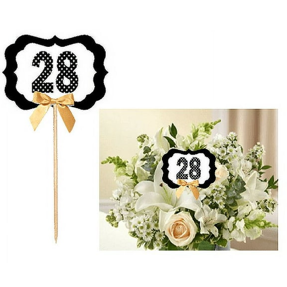 28th Birthday / Anniversary Table Decoration Party Centerpiece Pick - Set of 6