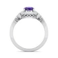 thumbnail image 3 of SuperJeweler 1 1/2 Carat Oval Shape Amethyst and Halo Diamond Ring In Sterling Silver For Women, 3 of 6
