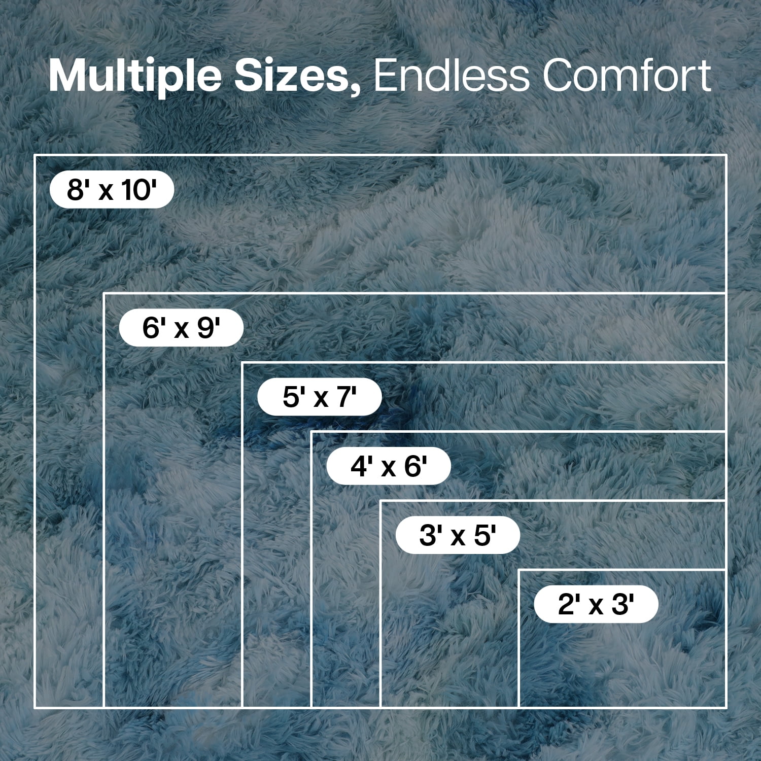 Moonlight20015 Area Rug 8x10ft non-slip Soft Fluffy Shaggy for Living Room Bedroom Décor Tye Dye Teal