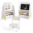 thumbnail image 1 of OLAKIDS Chevalet pour Enfants avec Tabouret, Tableau Noir Magnétique 4-en-1 à Double Face Réglable avec Rouleau de Papier, Bibliothèques, Roues, Tableau d'Art en Bois sur Pied pour Peinture Dessin pour Garçons Filles, 1 of 9