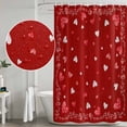 thumbnail image 5 of Valentines Day Shower Curtain, Waterproof Shower Curtains for Bathroom, Red Love Heart Watercolor Washable Fabric Bathtub Curtain Set Bath Decor with 12 Hooks 48"x72", 5 of 8