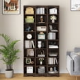 thumbnail image 2 of VECELO Tall Narrow Corner Bookcase, Enclosed Free-Standing Storage Cabinet with Adjustable Shelves, Anti-tilting Device and Dust-Free Organization, Brown, 2 of 11
