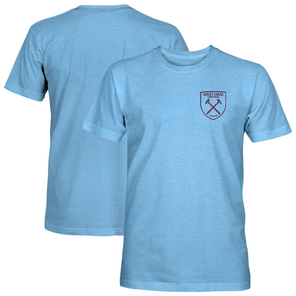 Men's 1863FC Light Blue West Ham United Left Mono Badge Vintage Tri-Blend T-Shirt
