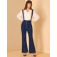 thumbnail image 3 of INSPIRE CHIC Pantalones vaqueros de mujer Pantalones de mezclilla Pantalones de campana con cremallera en la parte delantera Mono largo con monos Azul XS, 3 of 6