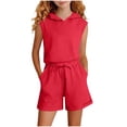 thumbnail image 2 of Rvasteizo Toddler Loungewear Solid Sleeveless Hooded Pocket Pullover Long Sleeve Base Top and Pants 2 Piece Outfits for Boys Girls, 2 of 3