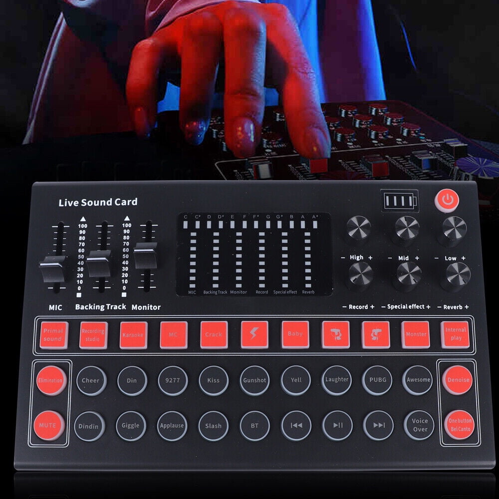 FETCOI M9 Sound Card Audio Interface DJ Mixer 13 Effects Live Sound