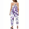 thumbnail image 5 of Odeerbi Teen Girls Summer Jumpsuit Floral Bib Overalls Casual Sleeveless Rompers Long Pants with Pockets 5-14 Years Dark Purple, 5 of 5