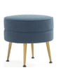 thumbnail image 1 of Manhattan Comfort Bailey Ottoman in Blue with Solid Wood Base & Gold Feet, 1 of 8
